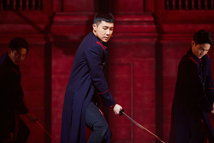  
K-Pop star Kim Sung-gyu gives a dashing performance on stage. 
